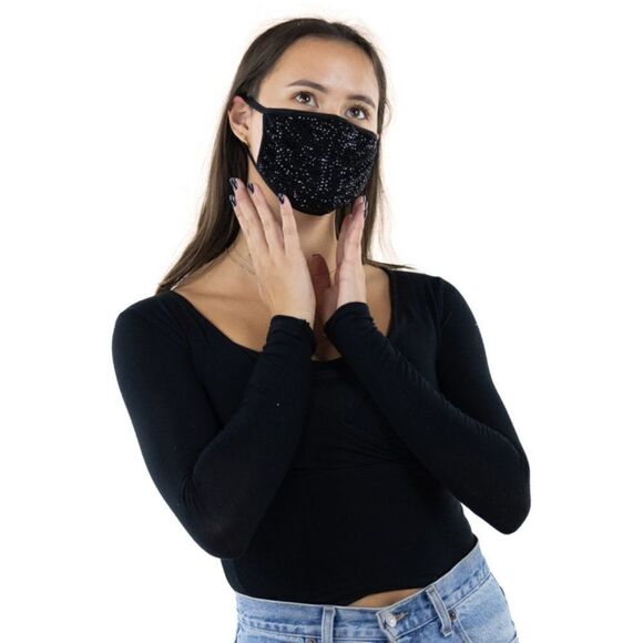 Rhinestone Face Mask In Polyester Material - HOST PICK!!! - Picture 4 of 13